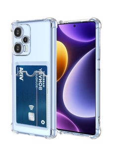 Generic Clear Wallet Phone Case for Xiaomi Poco F5 5G Turbo Upgrade Card Slot Case Slim Fit Protective Soft TPU Shockproof Cover with Cute Card Holder - Transparent  - Image 1