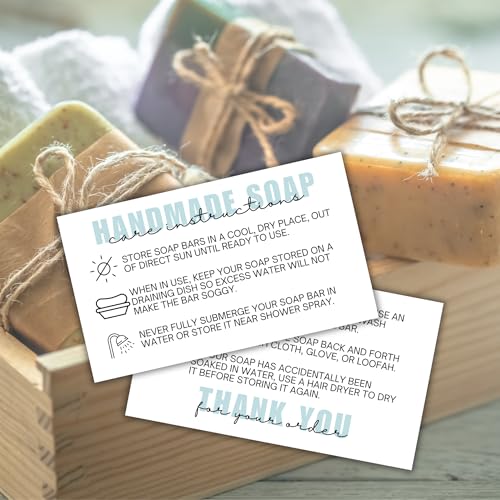 Lashicorn Handmade Soap Care Instruction Cards | 50 pk 2x3.5” Packaging Client Inserts Loofah Business Thank You Cardboard Sleeves Gift - Image 4