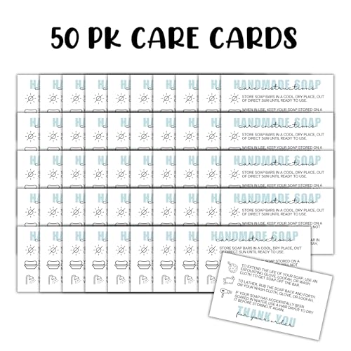 Lashicorn Handmade Soap Care Instruction Cards | 50 pk 2x3.5” Packaging Client Inserts Loofah Business Thank You Cardboard Sleeves Gift - Image 2