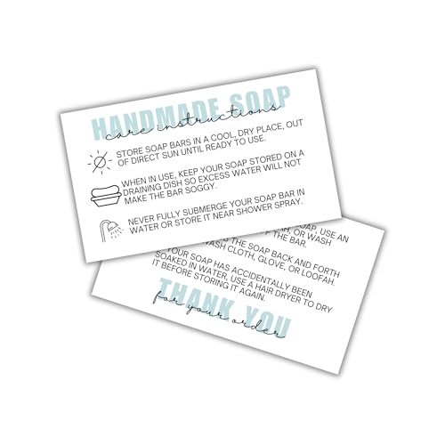 Lashicorn Handmade Soap Care Instruction Cards | 50 pk 2x3.5” Packaging Client Inserts Loofah Business Thank You Cardboard Sleeves Gift - Image 1