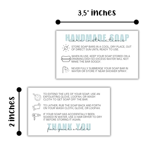 Lashicorn Handmade Soap Care Instruction Cards | 50 pk 2x3.5” Packaging Client Inserts Loofah Business Thank You Cardboard Sleeves Gift - Image 3