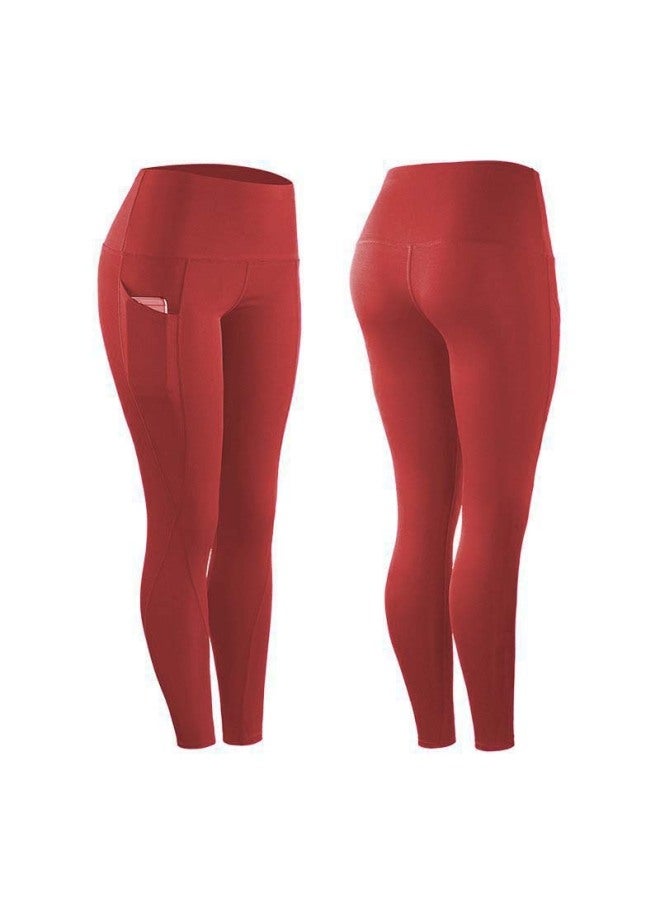 European And American Popular High-waisted Leggings, Casual Lifting Fitness Pants With Side Pockets, Outdoor Yoga Wear For Women