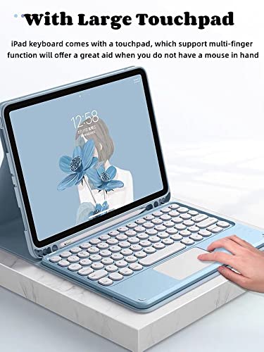 AnMengXinLing Keyboard Case for iPad Air M3 2025/M2 11inch/Air 5 /Air 4, Touchpad Detachable Keyboard Case with Pencil Holder, Slim Folio Cover for iPad Air 7th/6th/5th/4th Gen, Sky Blue - Image 2