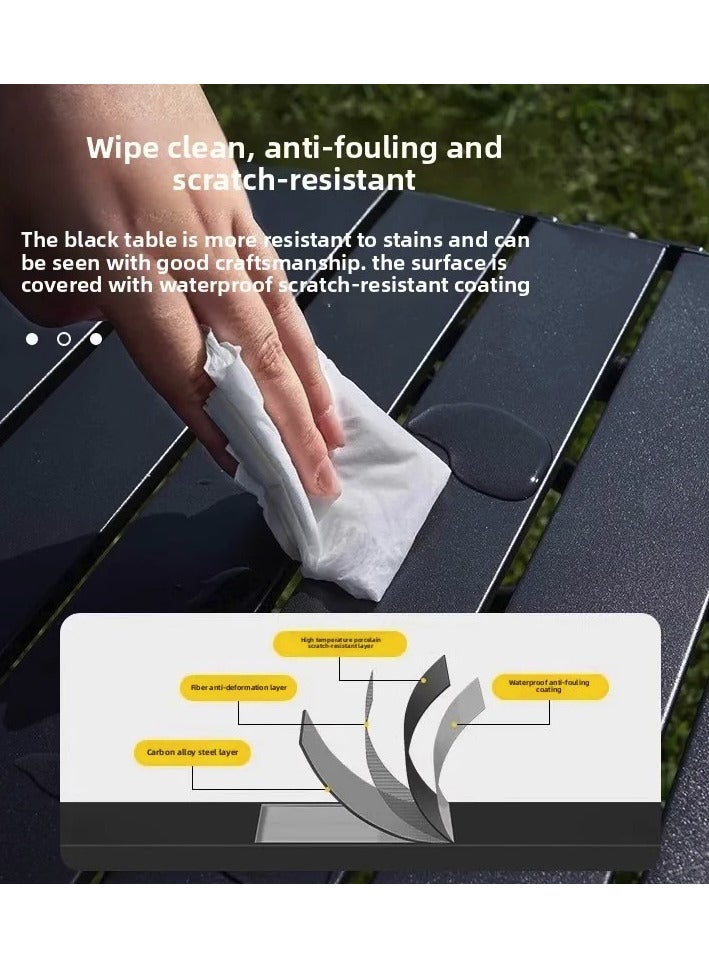 يوويل طاولة تخييم قابلة للطي محمولة مع 4 كراسي، طقم طاولة نزهة قابل للطي من الألومنيوم خفيف الوزن مع حقيبة حمل، مقاومة للماء والصدأ، مناسبة للتخييم، مقاس 120×55×50 سم، لون أسود - Image 4