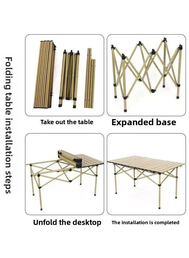 يوويل طاولة تخييم قابلة للطي محمولة مع 4 كراسي، طقم طاولة نزهة قابل للطي من الألومنيوم خفيف الوزن مع حقيبة حمل، مقاومة للماء والصدأ، مناسبة للتخييم، مقاس 120×55×50 سم، لون أسود - Image 5