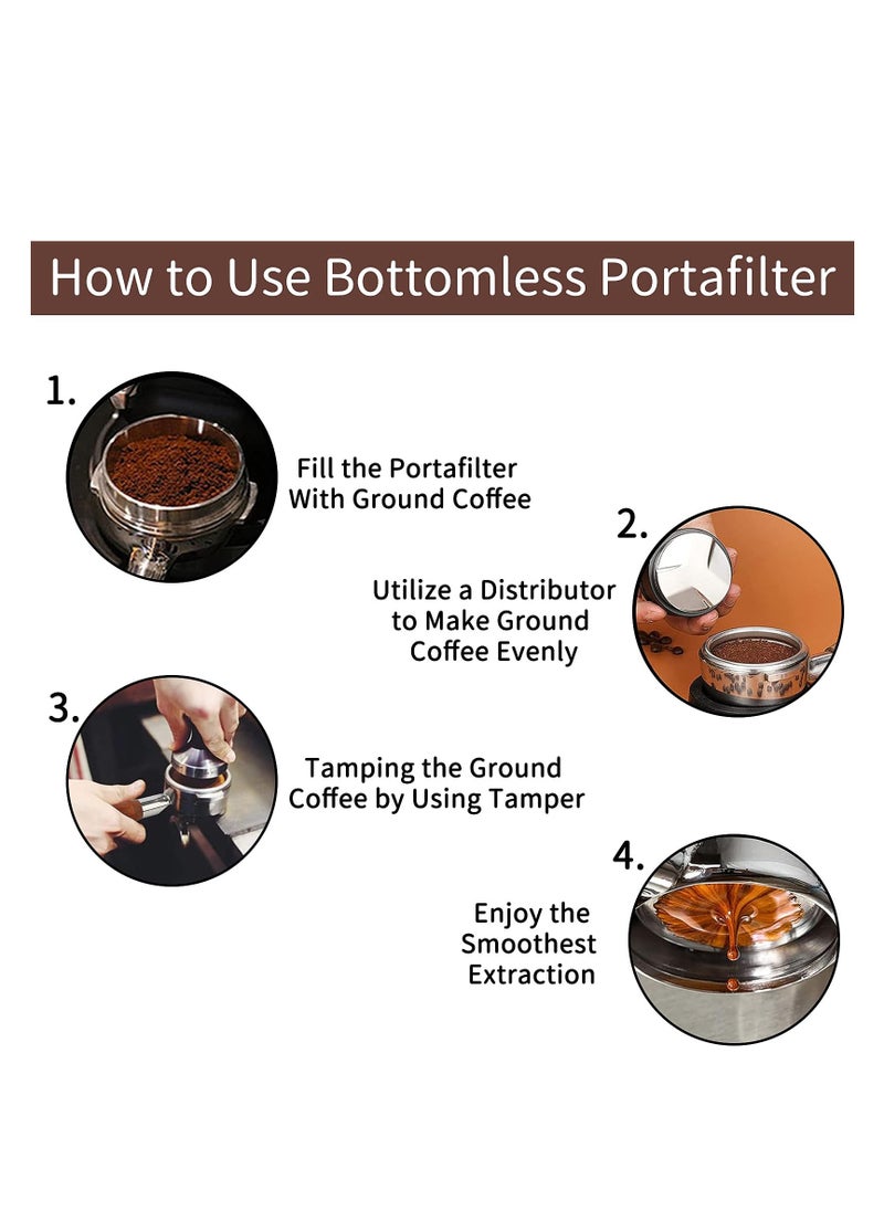 spa luxetique 51mm Bottomless Portafilter Compatible for CASABREWS Espresso Machine CM5418, 3700Essential, Mr. Coffee Espresso and Cappuccino Machine, Wirsh Espresso Maker, Stainless Steel Filter Holder and Filter  - Image 4