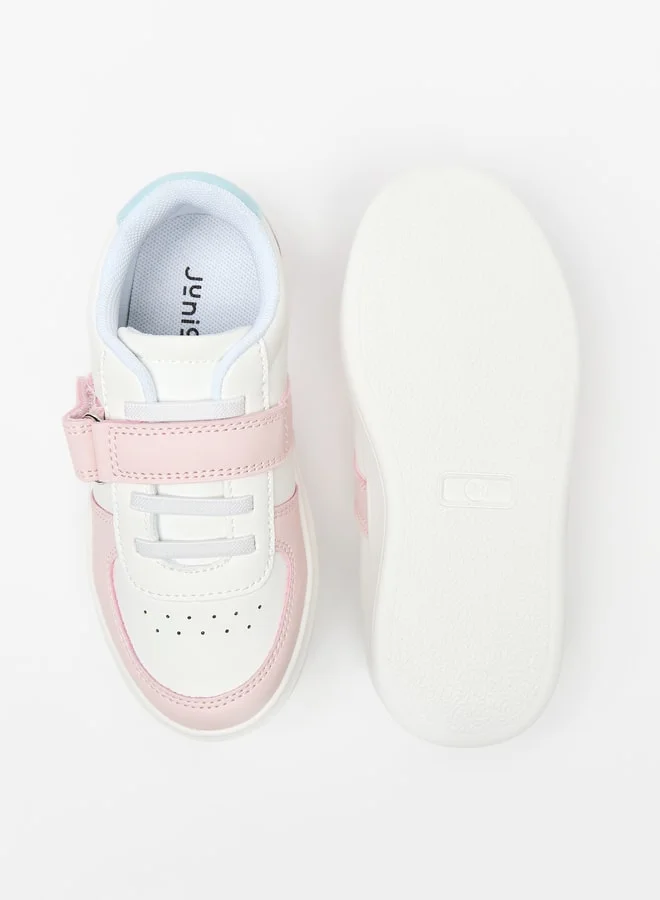 جونيورز Colourblock Sneakers with Hook and Loop Closure