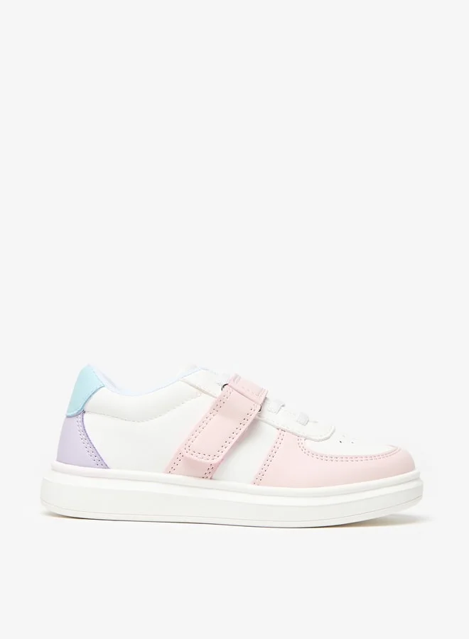 جونيورز Colourblock Sneakers with Hook and Loop Closure