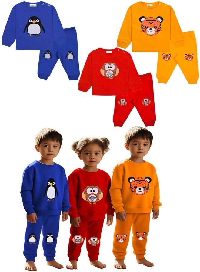 Toddylon New Born Baby Clothes for Boys and Girls Cotton Dress | T-Shirt & Pyjama Set | Sweatshirt & Pant | Tracksuit | Co-ords Sets | Wear (Bright, 3 PCS, 0-3M) - Image 1