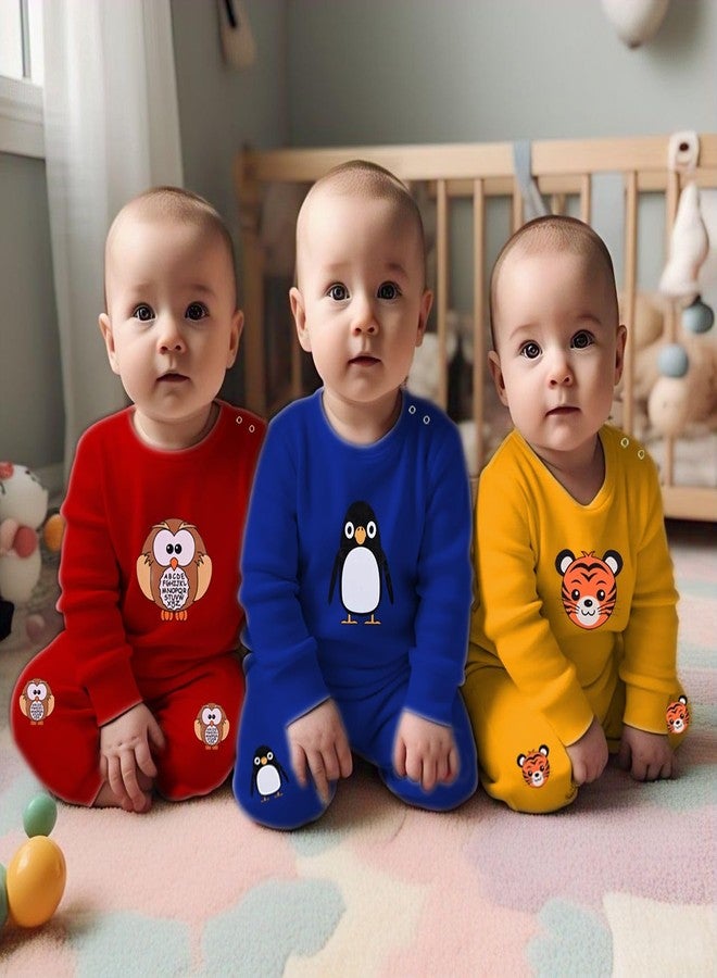 Toddylon New Born Baby Clothes for Boys and Girls Cotton Dress | T-Shirt & Pyjama Set | Sweatshirt & Pant | Tracksuit | Co-ords Sets | Wear (Bright, 3 PCS, 0-3M) - Image 3