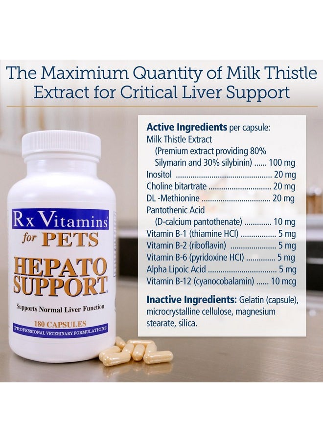 Rx Vitamins Hepato Support For Dogs & Cats  Milk Thistle Supplement For Pets  100Mg Milk Thistle For Healthy Liver Function  Silymarin Capsules For Pets  180 Ct.  - Image 5