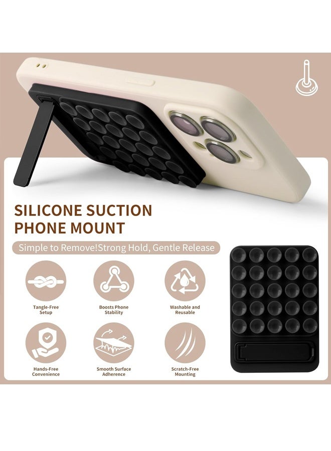 2 in 1 Suction Cup Phone Mount,Hands-Free Sticky Phone Grip Mount,Multi-Purpose Phone Sticky Grip for iPhone and Android for Phone ，Suction Phone Mount for Selfies and Tiktok Video(Black) - Image 4