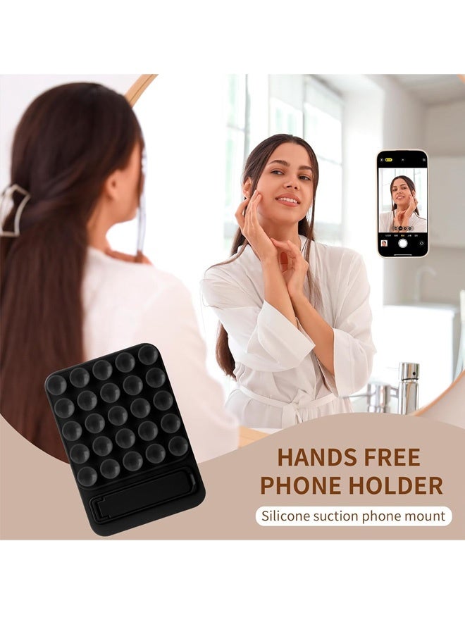 2 in 1 Suction Cup Phone Mount,Hands-Free Sticky Phone Grip Mount,Multi-Purpose Phone Sticky Grip for iPhone and Android for Phone ，Suction Phone Mount for Selfies and Tiktok Video(Black) - Image 3