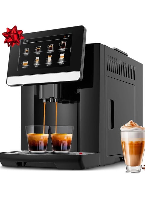 Automatic Coffee Maker GERMANY ECO with LatteCrema Coffee System, Makes Cappuccino and Espresso at the Touch of a Button, Large LCD Display and Coffee Cup Capacity Selection Function, Black