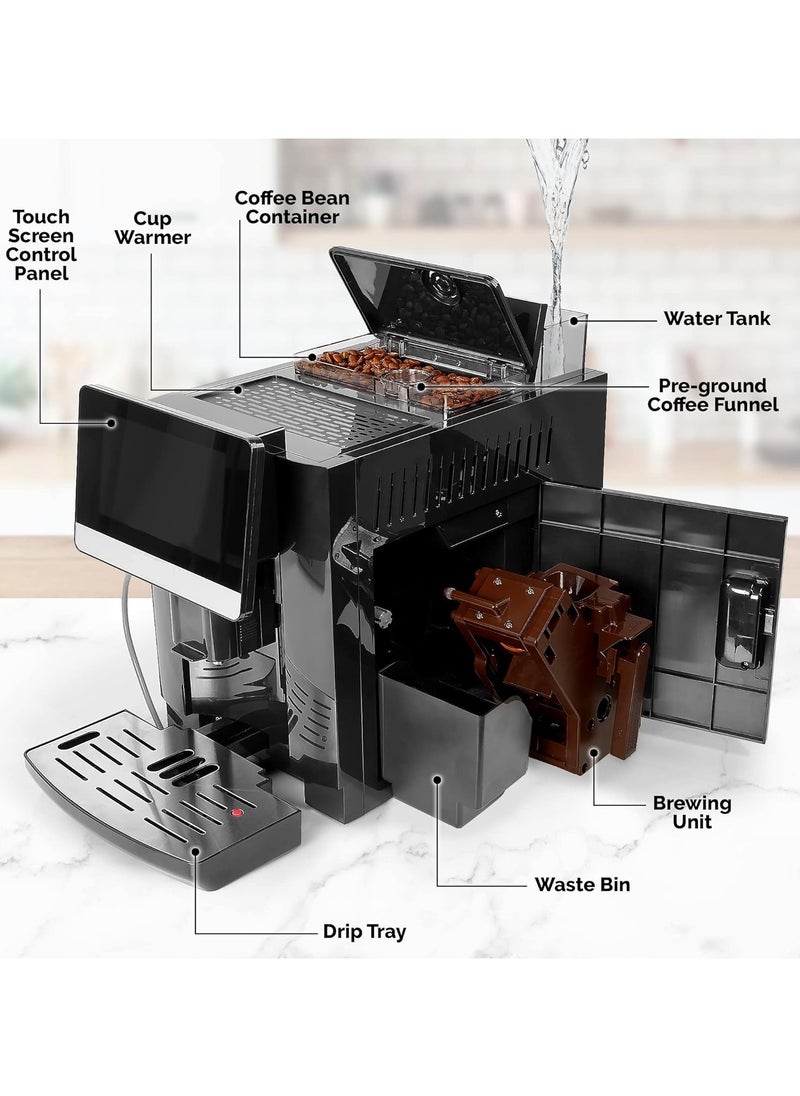 ECO - Automatic Coffee Maker GERMANY ECO with LatteCrema Coffee System, Makes Cappuccino and Espresso at the Touch of a Button, Large LCD Display and Coffee Cup Capacity Selection Function, Black - Image 1