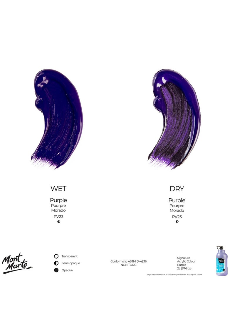 Mont Marte - Signature Acrylic Colour 2 Litre Content With Pump Purple - Image 1