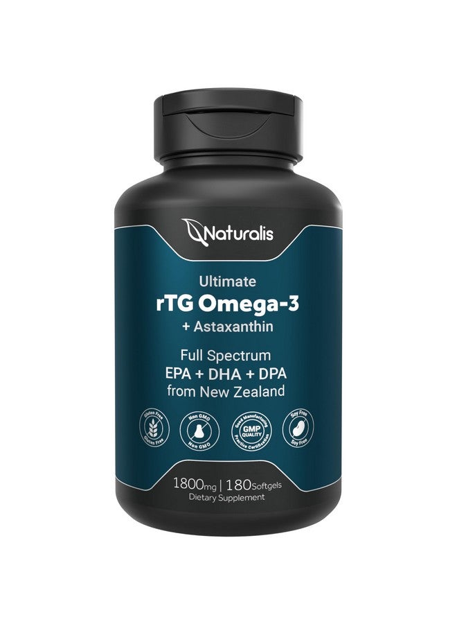 نيتشوراليس زيت السمك Naturalis Ultimate rTG Omega 3 1800mg من Wild New Zealand Tuna - طيف كامل من أحماض أوميغا 3 EPA وDHA وDPA - مصدر مستدام، غير معدّل وراثيًا، خالٍ من الجلوتين - 180 كبسولة هلامية - Image 1