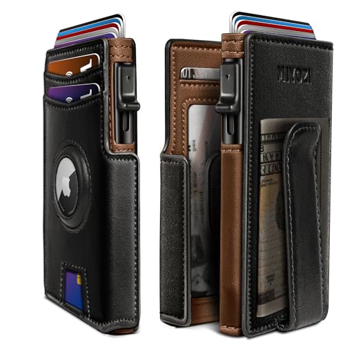 miyozi Airtag Wallet for Men,with Money Clip 10 Cards Metal Case Smart Slim Pop Up Credit Card Holder Flip with Magnetic Closure RFID Blocking Wallet with Gift Box - Image 1