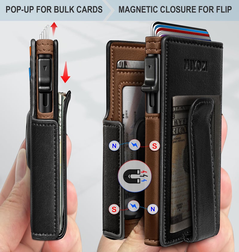 miyozi Airtag Wallet for Men,with Money Clip 10 Cards Metal Case Smart Slim Pop Up Credit Card Holder Flip with Magnetic Closure RFID Blocking Wallet with Gift Box - Image 3
