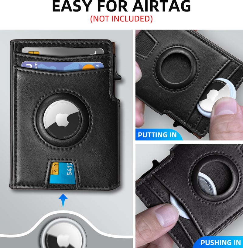 miyozi Airtag Wallet for Men,with Money Clip 10 Cards Metal Case Smart Slim Pop Up Credit Card Holder Flip with Magnetic Closure RFID Blocking Wallet with Gift Box - Image 4