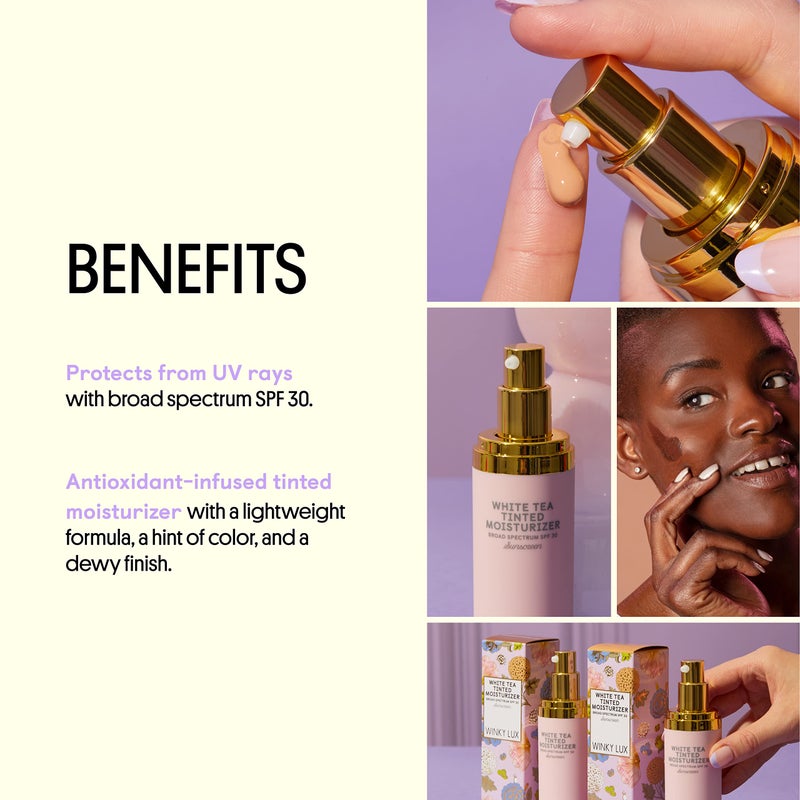 Winky Lux مرطب وجه وايت تي تينتد من وينكي لوكس مع واقي شمس SPF 30 للوجه، مرطب وجه مكياج مع فيتامين E، خفيف - Image 3