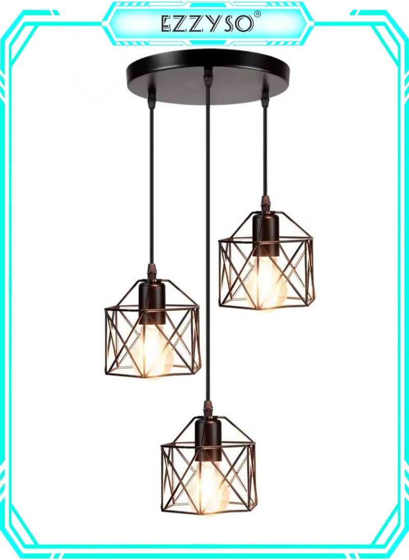 EzzySo - Hanging Pendant Lights Vintage Lights Ceiling Lamp for Kitchen Dining Room Bulbs Include 3 Lights - Image 1