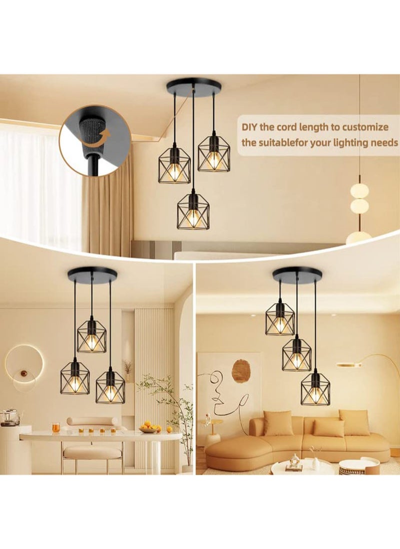 EzzySo - Hanging Pendant Lights Vintage Lights Ceiling Lamp for Kitchen Dining Room Bulbs Include 3 Lights - Image 1