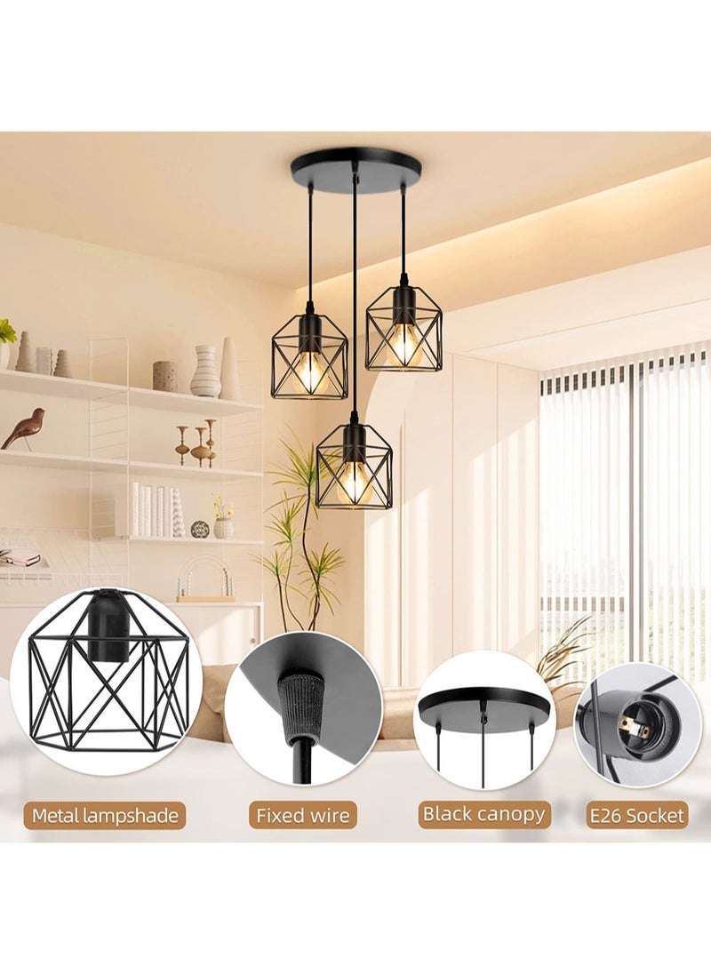 EzzySo - Hanging Pendant Lights Vintage Lights Ceiling Lamp for Kitchen Dining Room Bulbs Include 3 Lights - Image 1