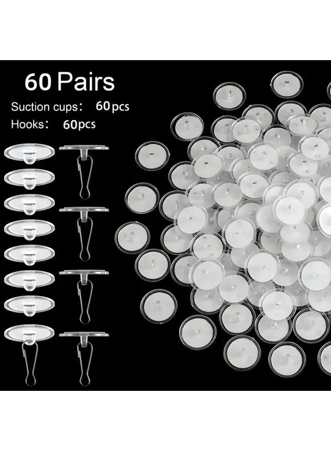 60pcs Self Adhesive Ceiling Hooks No Drill Damage Free Transparent Adhesive Patches - Image 2