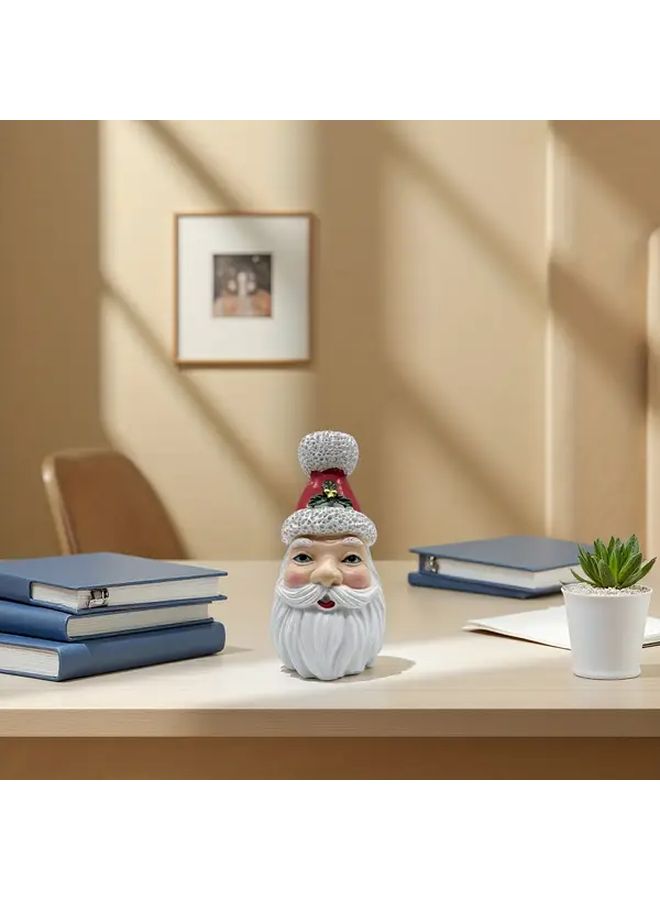 1pc Christmas Santa Claus Resin Figurine Festive Holiday Decor Red Hat Green Eyes Expressive Face Indoor Outdoor Use Home Office - Image 5