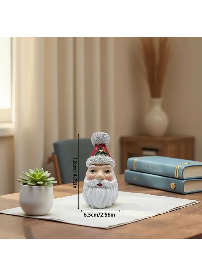 1pc Christmas Santa Claus Resin Figurine Festive Holiday Decor Red Hat Green Eyes Expressive Face Indoor Outdoor Use Home Office - Image 3