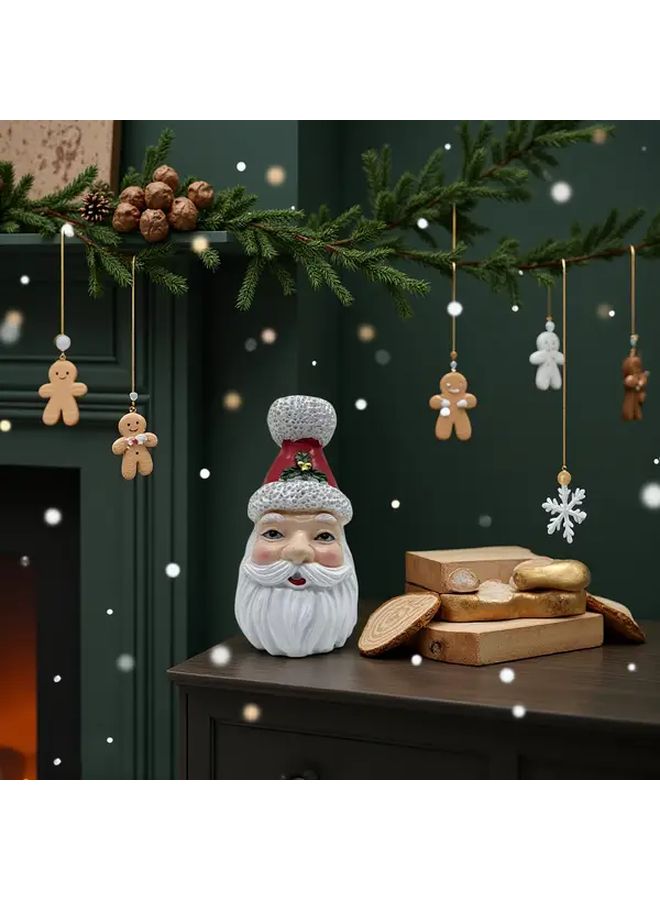 1pc Christmas Santa Claus Resin Figurine Festive Holiday Decor Red Hat Green Eyes Expressive Face Indoor Outdoor Use Home Office - Image 4