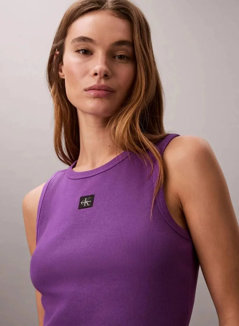 Calvin Klein Jeans Smokey Shadow Ribbed Cotton Badge Tank Top for Women | Best Price UAE