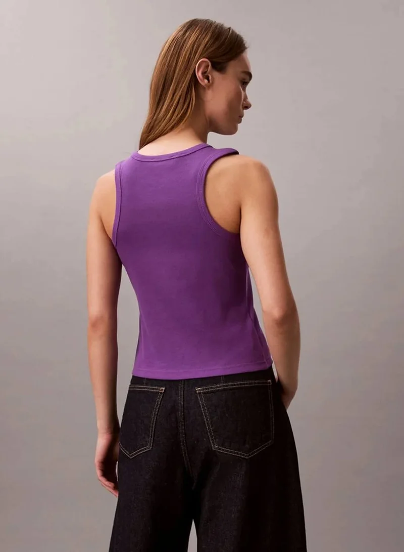 Calvin Klein Jeans Smokey Shadow Ribbed Cotton Badge Tank Top for Women | Best Price UAE