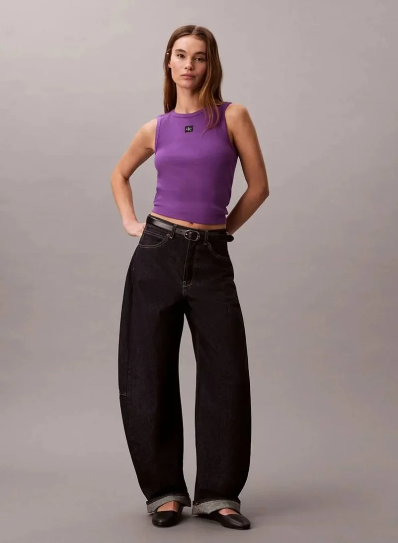 Calvin Klein Jeans Smokey Shadow Ribbed Cotton Badge Tank Top for Women | Best Price UAE