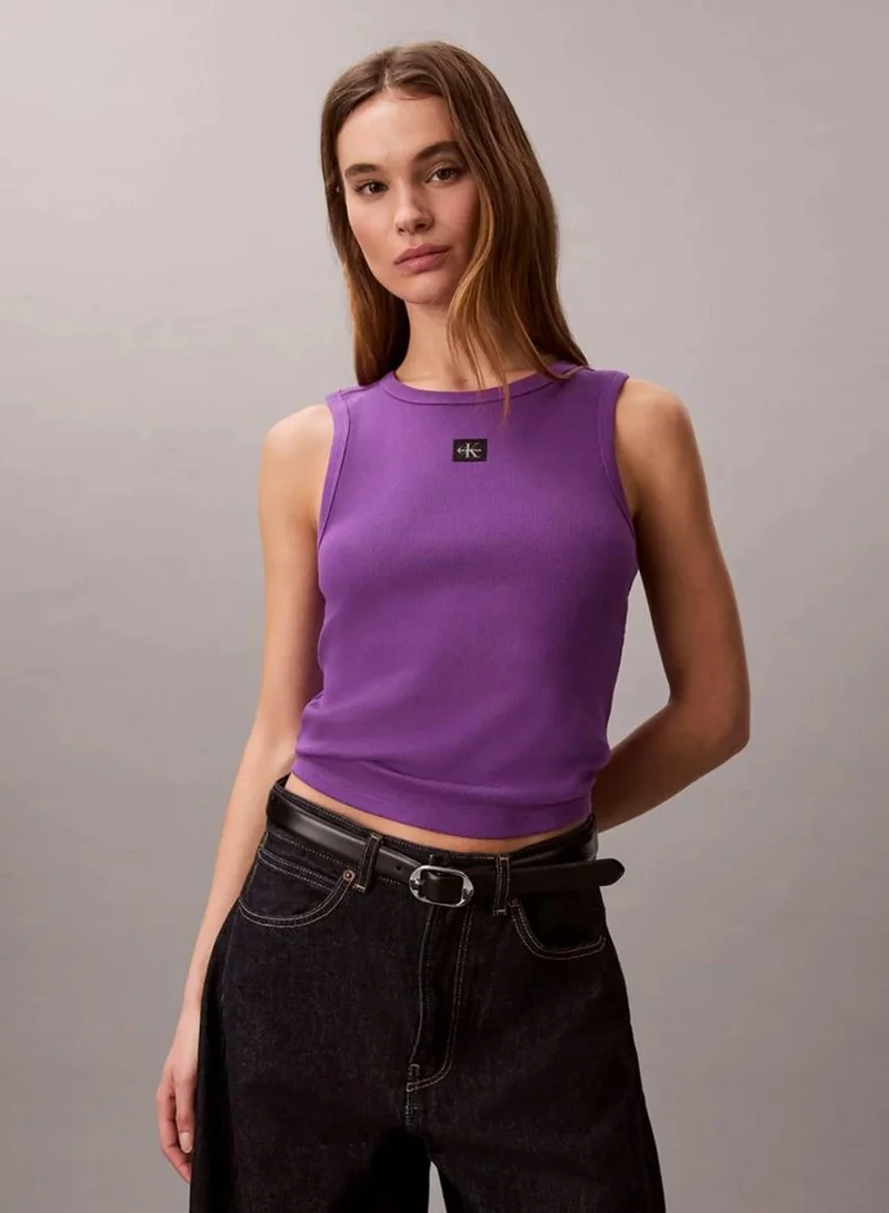 Ribbed Cotton Badge Tank Top