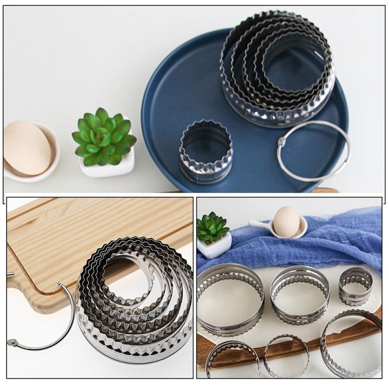 Stainless Steel Round Cookie Cutters Set With Dual Sided Fluted And Smooth Edges - Image 4
