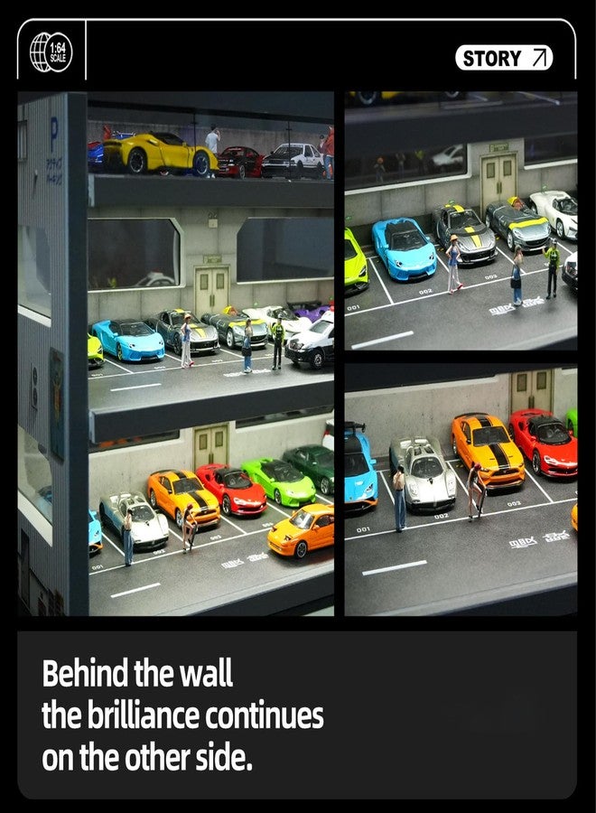kivcmds Display Case for Hot Wheels & Matchbox with Lights,3-Tiers Parking Diorama Garage for 1/64 Scale Diecast Toy Car Storage Display Rack Hold to 36+ Cars - Image 4