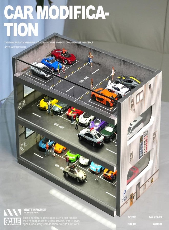 kivcmds Display Case for Hot Wheels & Matchbox with Lights,3-Tiers Parking Diorama Garage for 1/64 Scale Diecast Toy Car Storage Display Rack Hold to 36+ Cars - Image 5