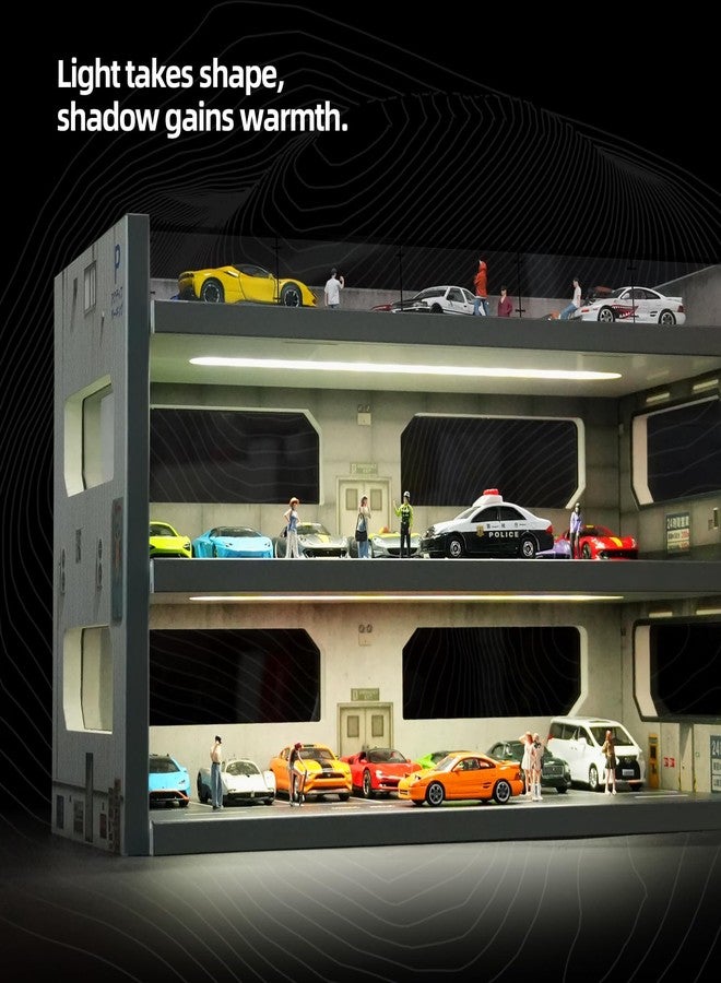 kivcmds Display Case for Hot Wheels & Matchbox with Lights,3-Tiers Parking Diorama Garage for 1/64 Scale Diecast Toy Car Storage Display Rack Hold to 36+ Cars - Image 2