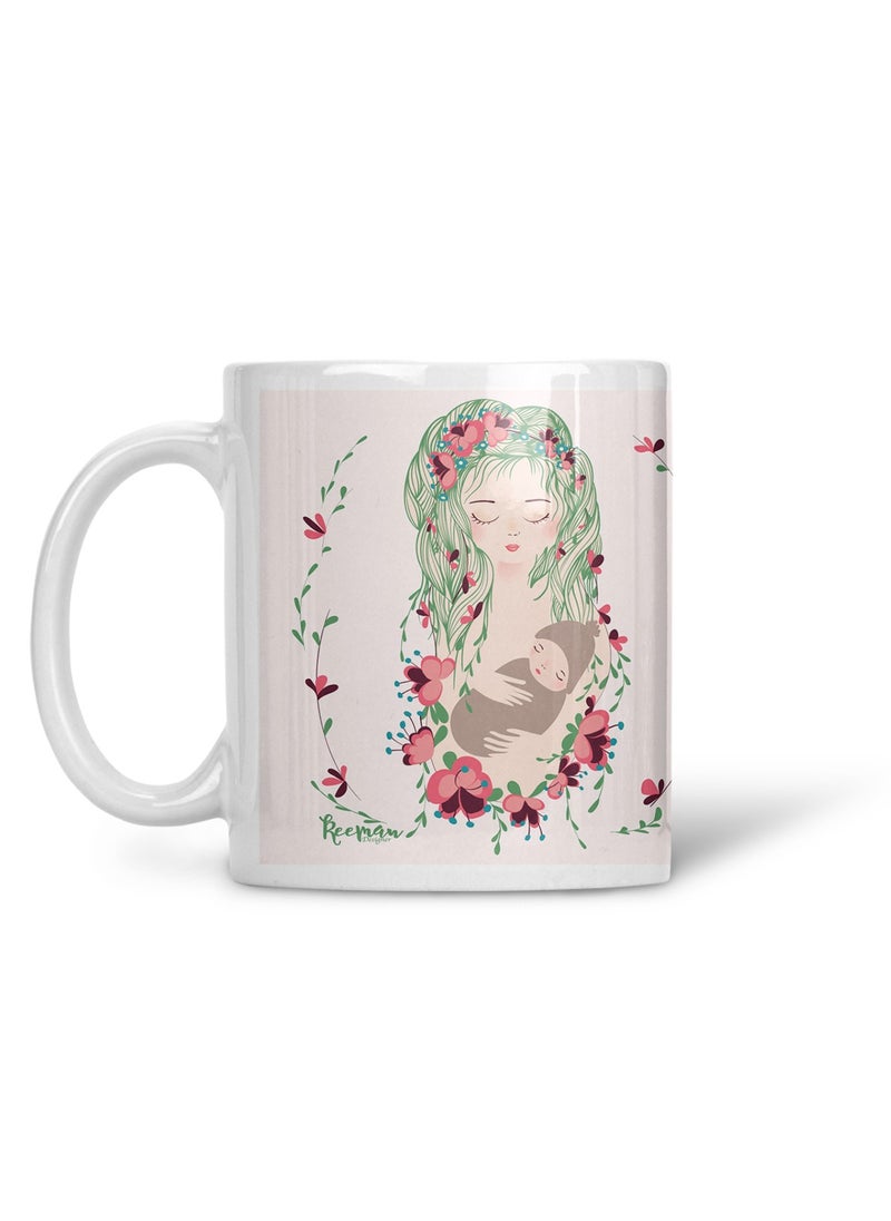 Reeman Design - A white mug printed with a Heavenly Mother design - Image 1