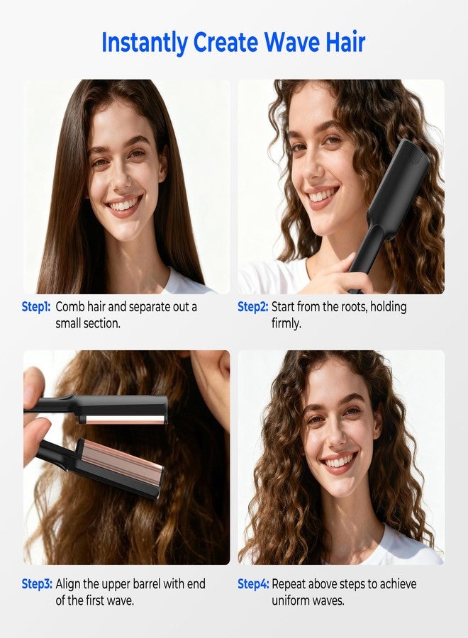 trylater Mini Hair Crimper for Women Heating up 390°F, Waver Curling Iron with Europe UK Adapter Plug,Crimping Iron for All Style (9.5 Inch/1.5 Inch) - Image 3