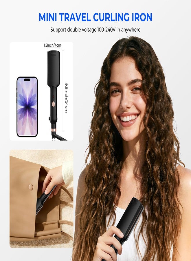 trylater Mini Hair Crimper for Women Heating up 390°F, Waver Curling Iron with Europe UK Adapter Plug,Crimping Iron for All Style (9.5 Inch/1.5 Inch) - Image 2