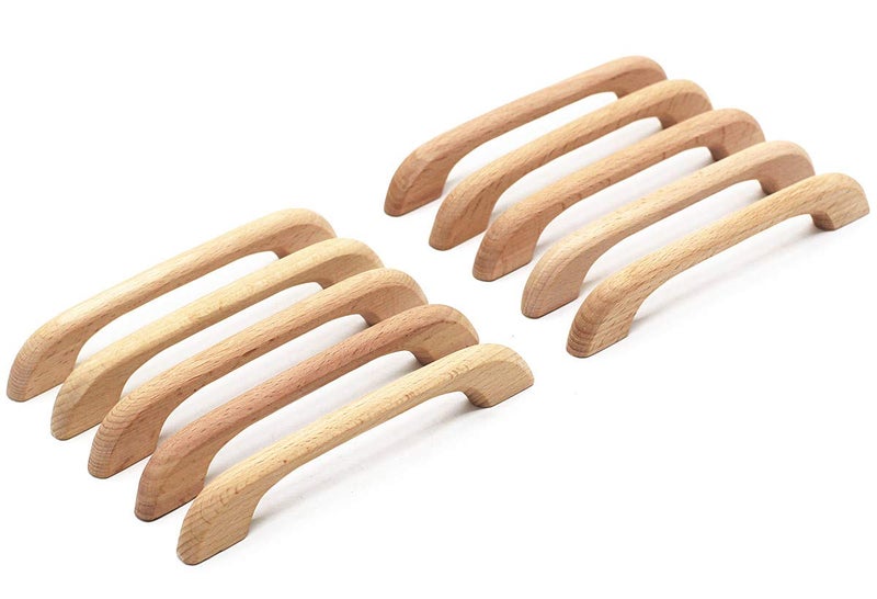 WEICHUAN 10PCS Unfinished Wood Drawer Knobs Pulls Handles - Kitchen Cabinets Furniture Dresser Wardrobe Cupboard Drawer Knobs Pulls Handles(5" Hole Centers) - Image 1