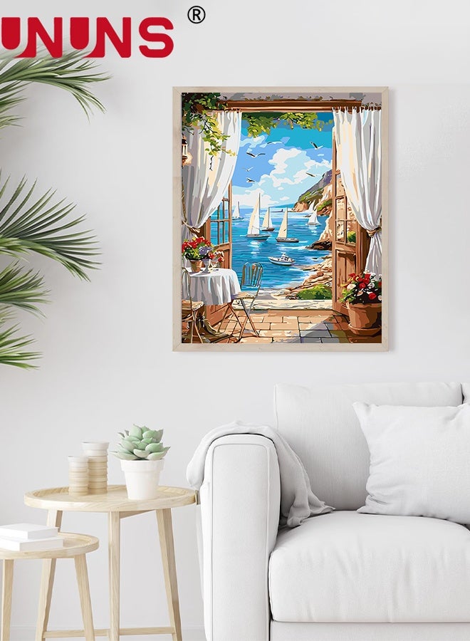 UNUNS 4 Pack Paint by Numbers Kit for Adults,Frameless Easy Paint Arts Kits for Beginner,4 different Digital Paintings With 12 Paint Brushes,Acrylic Paint Set for Gift Home Decor,40x50cm - Image 3