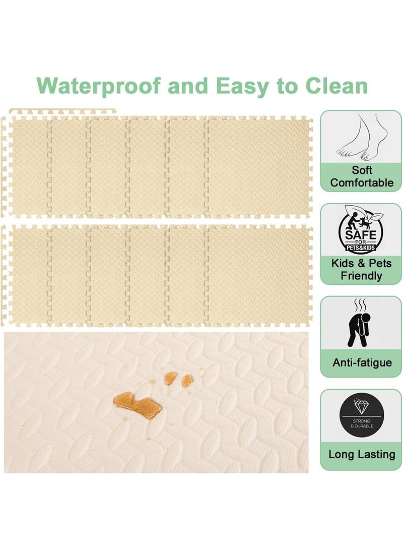 ZERIFAM 12 Pack Exercise Floor Mat,Thickened  EVA Foam Mats with Interlocking,Puzzle Play Mats,Baby Foam Floor Mats for Home Gym, Workout Exercise Mats for PlayRoom,Gym Equipment (30x30cm) ﻿ - Image 3