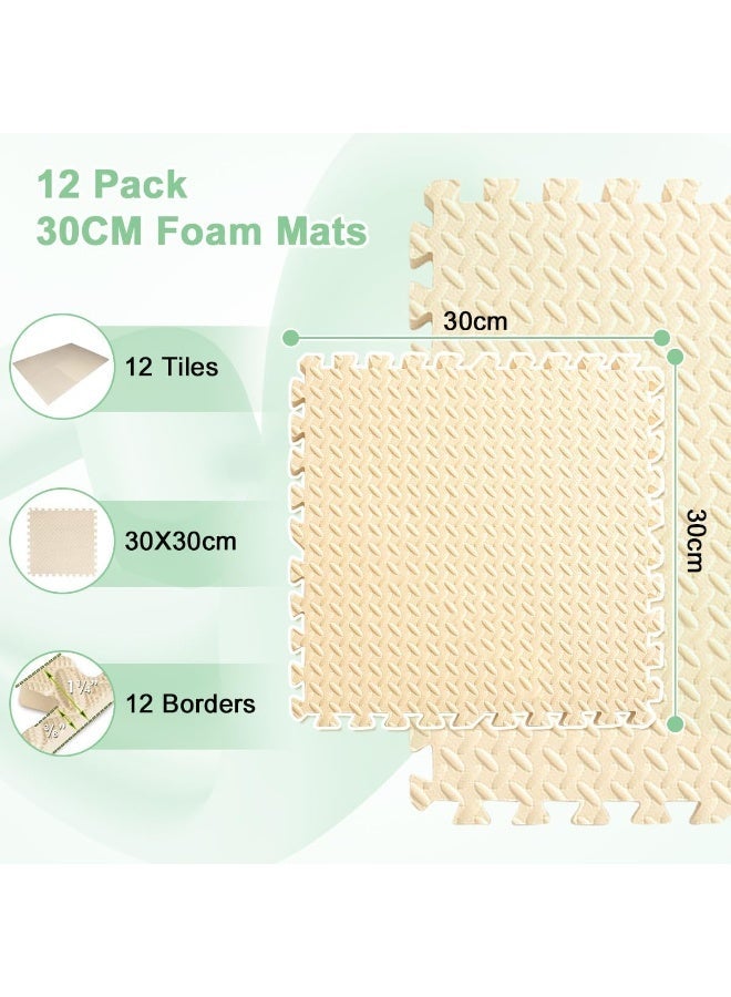 ZERIFAM 12 Pack Exercise Floor Mat,Thickened  EVA Foam Mats with Interlocking,Puzzle Play Mats,Baby Foam Floor Mats for Home Gym, Workout Exercise Mats for PlayRoom,Gym Equipment (30x30cm) ﻿ - Image 5