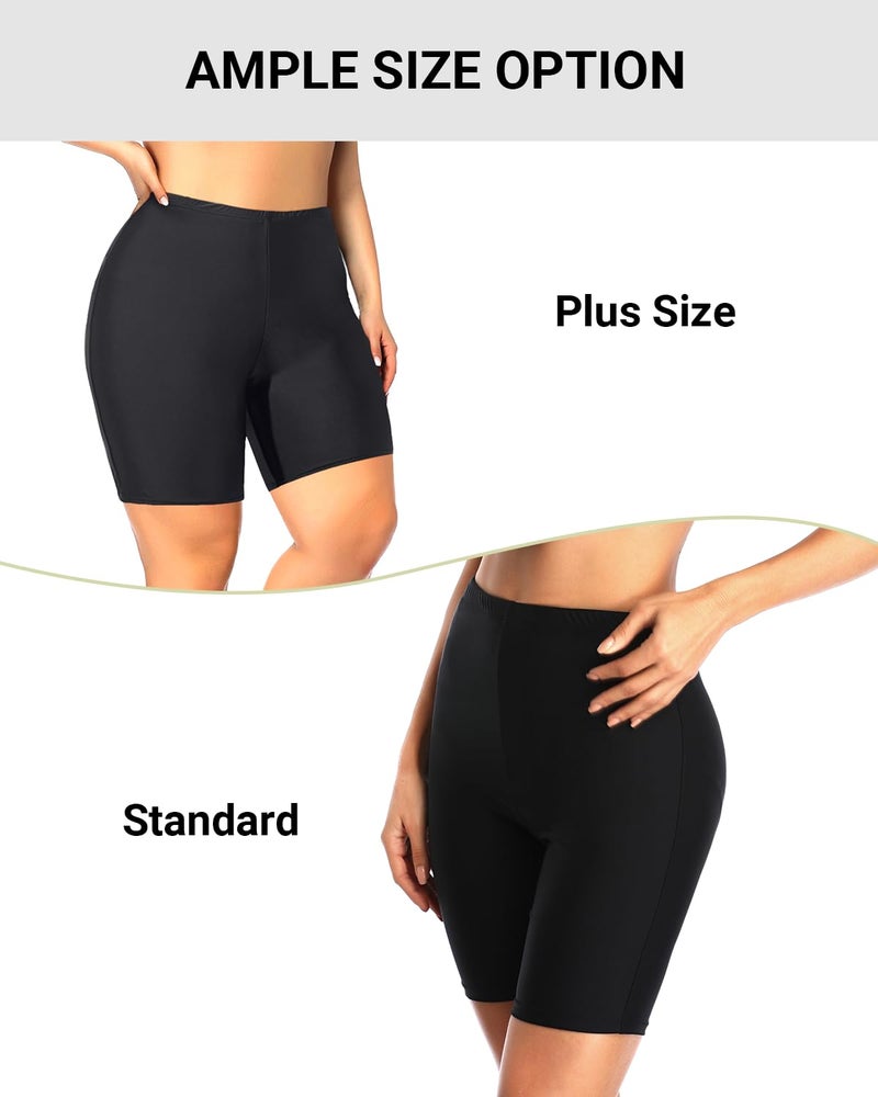 Holipick Black Women 7" swim shorts High Waisted Swimsuit Shorts Bathing Suit Shorts Long Boy Shorts Swimsuit Bottom XL - Image 3