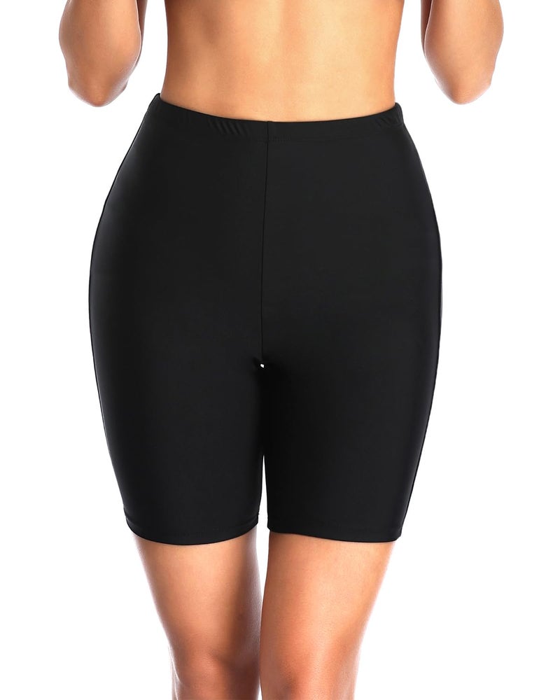 Holipick Black Women 7" swim shorts High Waisted Swimsuit Shorts Bathing Suit Shorts Long Boy Shorts Swimsuit Bottom XL - Image 1
