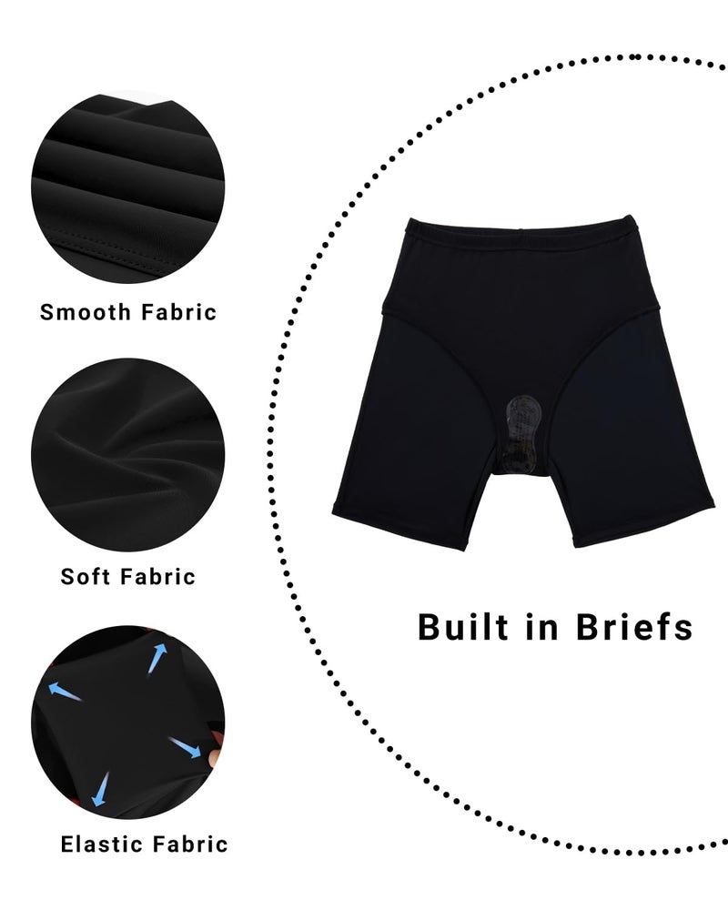 Holipick Black Women 7" swim shorts High Waisted Swimsuit Shorts Bathing Suit Shorts Long Boy Shorts Swimsuit Bottom XL - Image 4